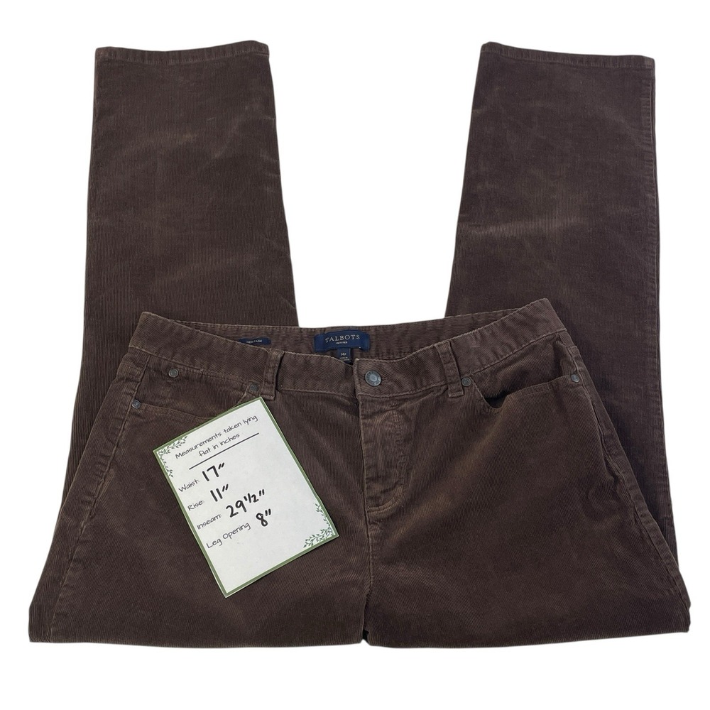 Talbots Petite Brown Corduroy Pants Heritage 14 Petite Fall Classic - Picture 3 of 9